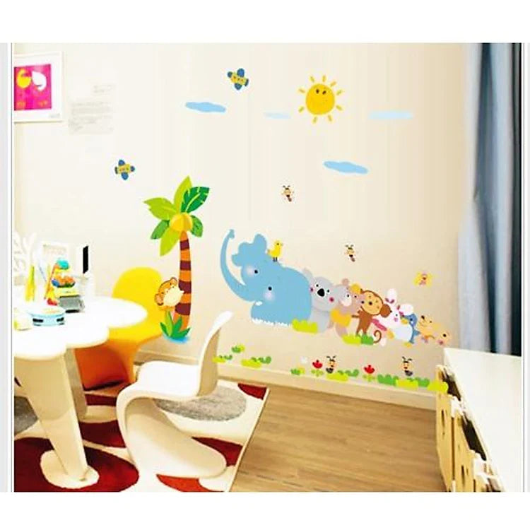Baby monkey elephant wall decal for kids AY7261