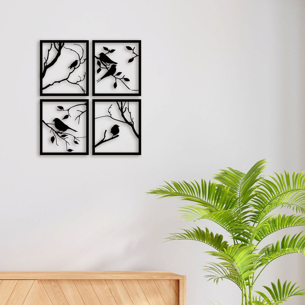 Birdcage Leaves Wall Sticker Bedroom Sofa Forest Nature Leaves Birds Animal Branch Wall Decal Living Room Vinyl Decor