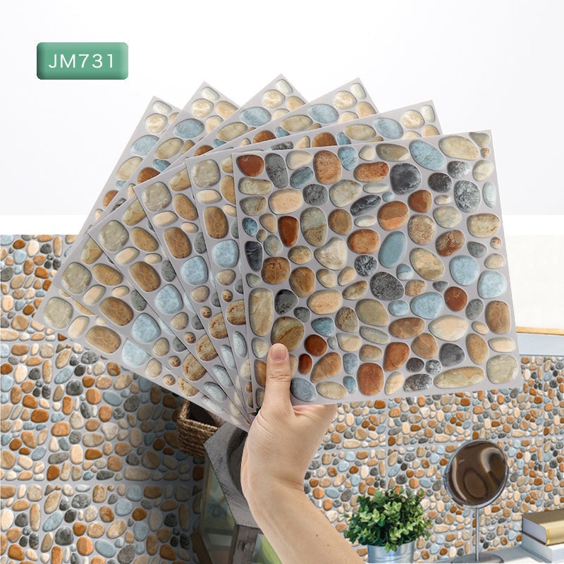 Waterdichte Tegels Steen Behang Stickers Badkamer Keuken Muur Trim Line Plint Grens 3d Zelfklevende Mozaïek Sticker J731 Wall Tiles 8"x8" (6 Sheets) JM731