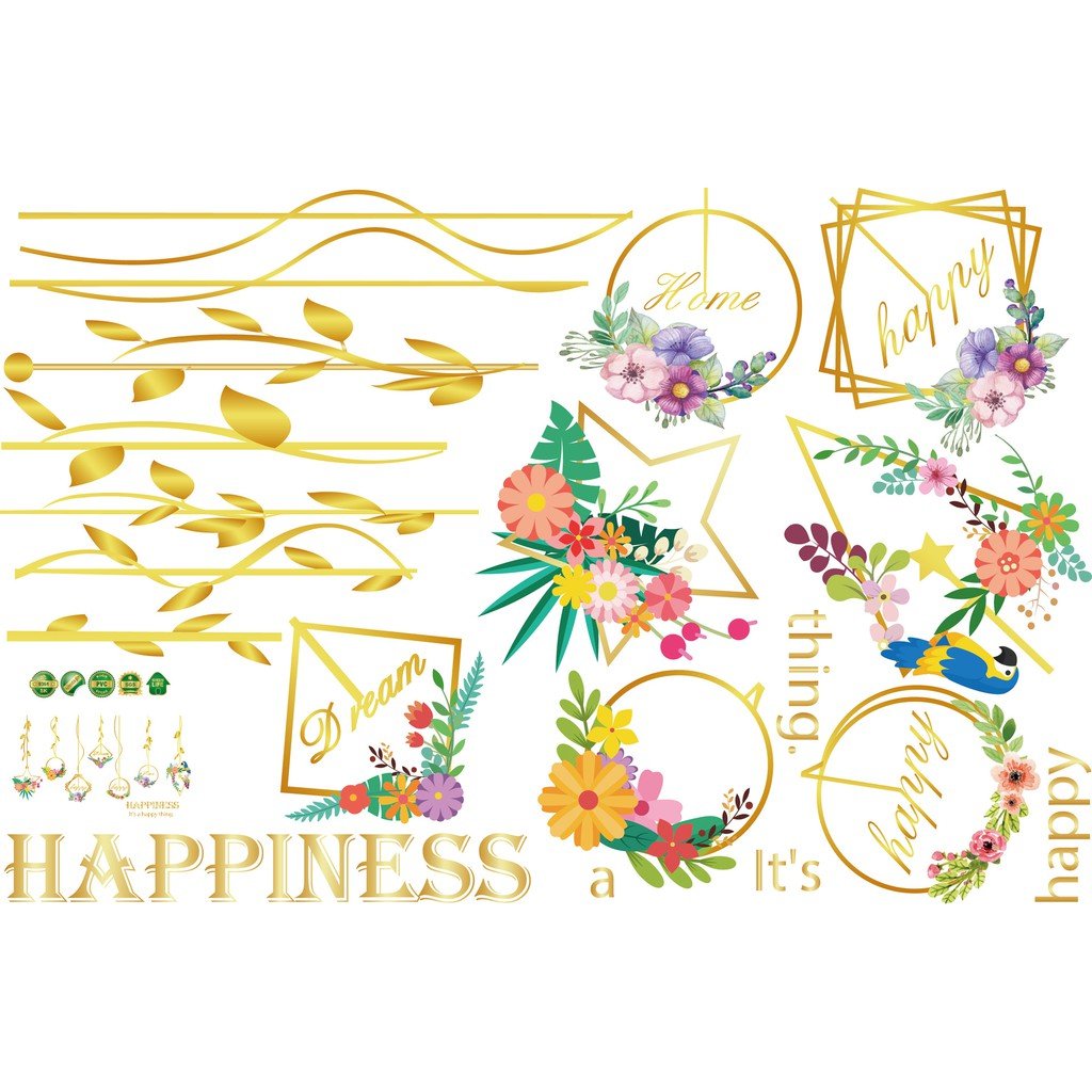 SK9351 Flower Hanging Basket Living Room Bedroom Background Decorative Wall Sticker