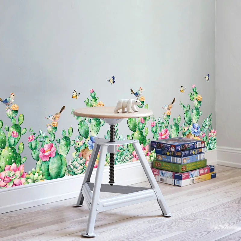 Green Cactus Wall Stickers Art Flower Home Decor