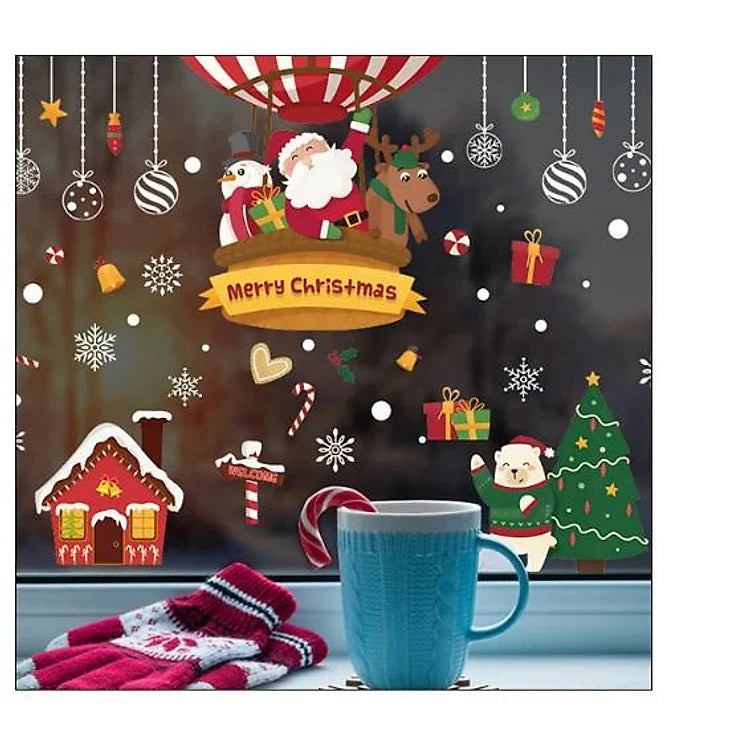 Border Wall Paste Christmas Tree Shop Shop, Glass Paste Window Door Decoration, Santa Claus Paste Paper Window Flower