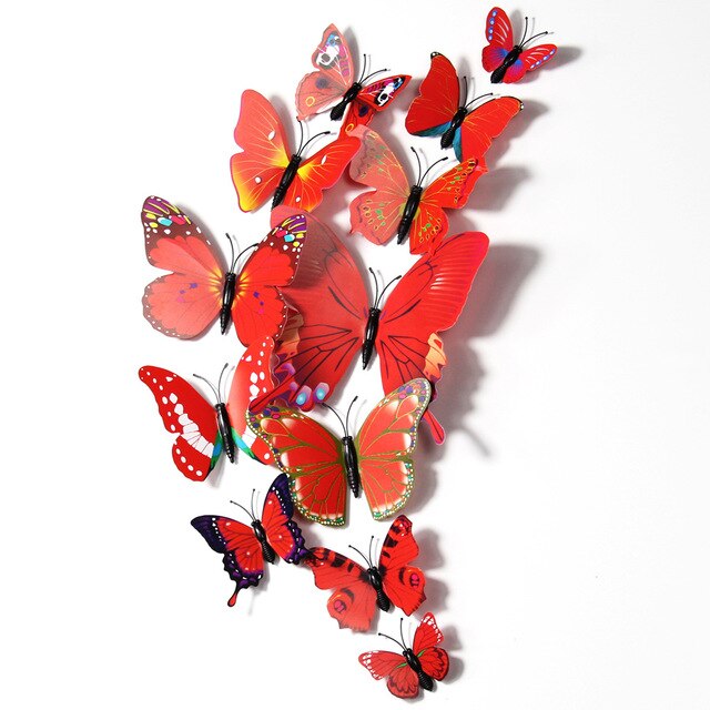 12 Pcs Butterfly Wall Stickers Decoration Magnet Butterflies on the wall DIY Wallpaper 3D PVC