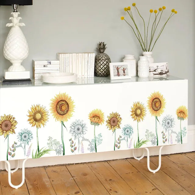 Sun Flower Wall Stickers Sunflowers Home Decor Kitchen Bedroom Vinyl DIY Wall Stickers Beautiful Rooms Decoration