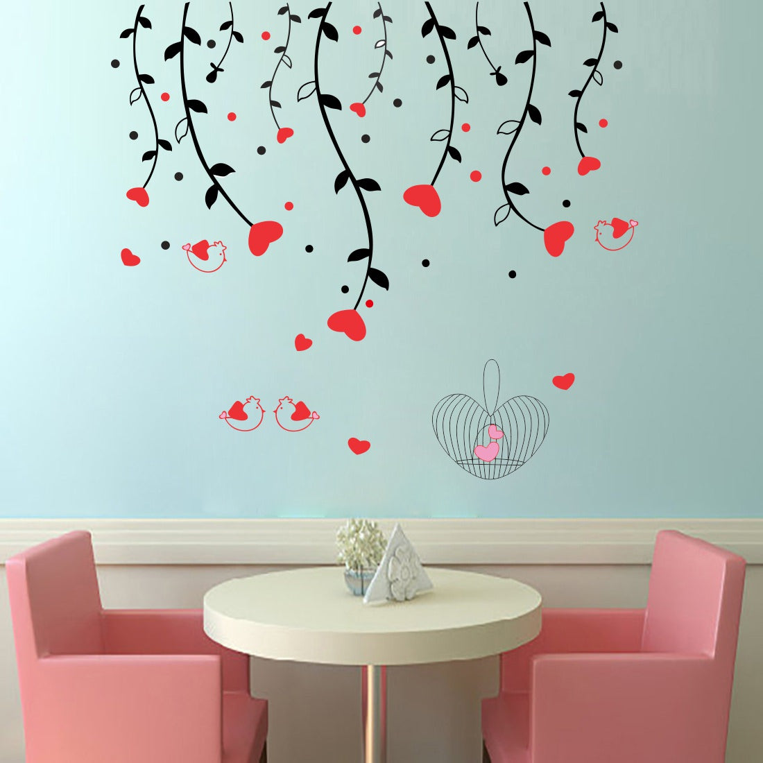 Heart Sparrow Tree Wall Sticker Ay828