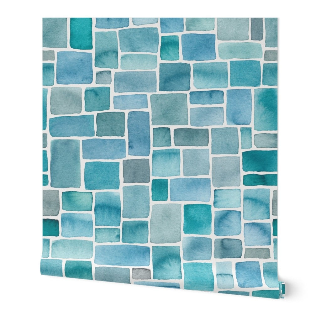 Blue Marble Brick Wall Tiles – Decorative 3D Peel & Stick Wallpaper for Home & Office Walls (45 x 845 cm), (332 inche x 18 inche)