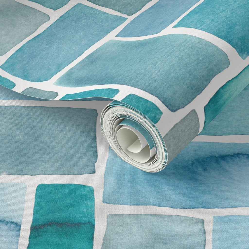 Blue Marble Brick Wall Tiles – Decorative 3D Peel & Stick Wallpaper for Home & Office Walls (45 x 845 cm), (332 inche x 18 inche)