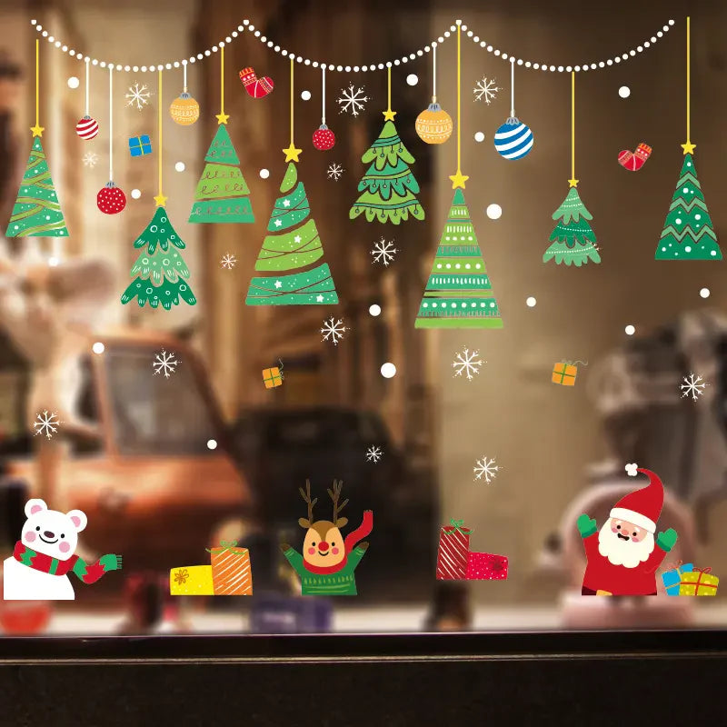 Window Sticker Anti-Fade Xmas Themed Window Decal Vibrant Color for Bedroom