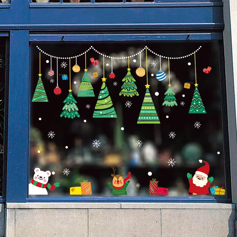 Window Sticker Anti-Fade Xmas Themed Window Decal Vibrant Color for Bedroom