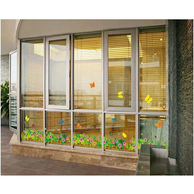 Flower and butterfly fence wall decal AY926B