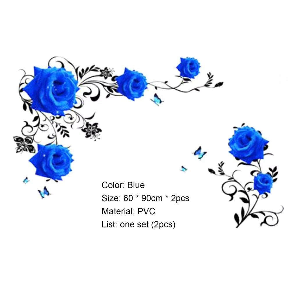 Mural Rose Vine Blue Large Lotus Wall Sticker Flower Room Decoration Aesthetic For Teens Living Room Tv Wall Bedroom Home Office Wallstickers Gs8823a Size: 60x90cm