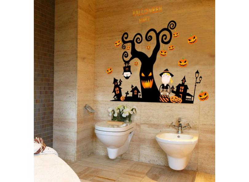 Halloween pumpkin black tree wall sticker cartoon