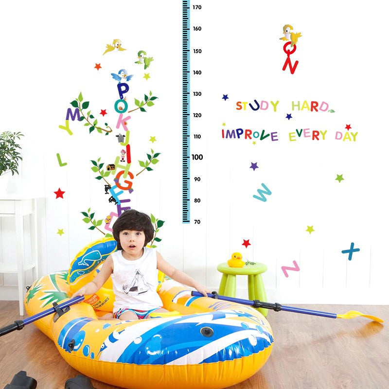 SK9087 Learning English DIY kids room decorative wall sticker English alphabet kids height gown chart