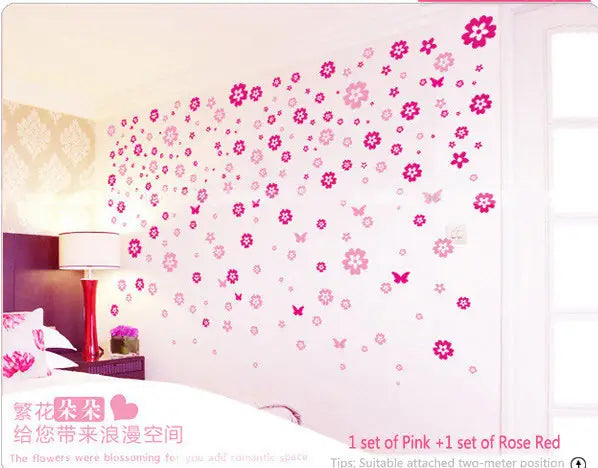 Flowers DIY Wall Decals for Kids Rooms Baby Bedroom Wall Stickers Living Room Art Decals Home Decoration Furniture Stick