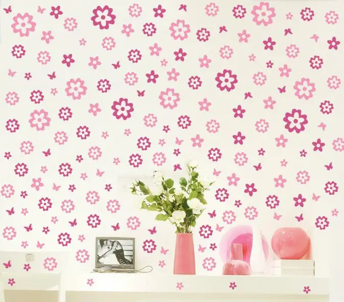 Flowers DIY Wall Decals for Kids Rooms Baby Bedroom Wall Stickers Living Room Art Decals Home Decoration Furniture Stick