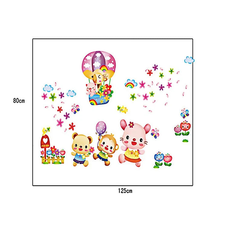 cute pink animal wall decal for kids abc1032