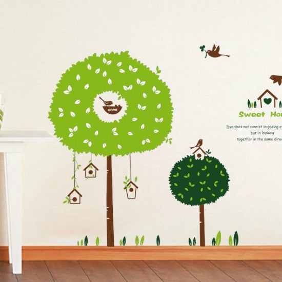 Green Tree & Birds Wall Sticker For Kids Room Bedroom Living Room Wall Decor Decals Picture Mural Art Home Decoration Wallpaper - AliExpress 15