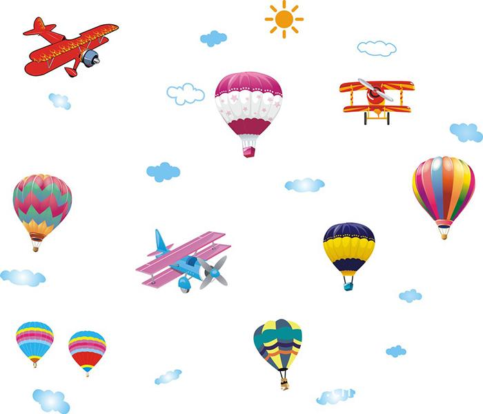 Ays622 Hot air balloon, Airplanes Removable Wall Sticker