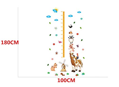 Children's room wall sticker Happy Farm Poultry Animals Height Chart Wallpaper Baby Cartoon Children'S Room Decoration Wall Stickers Nursery Measure Stickers xl8223