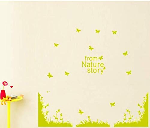 Jm8219 Green Grass Butterfly Art Mural Vinyl Waterproof Wall Stickers Kids Room Decor Nursery Decal Sticker Wallpaper