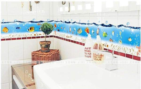 AY917 Finding Nemo Removable Sticker 60x90cm Cartoon Bathroom Decor Occean World Wall Corner Line Cling 6% off total if 2lots
