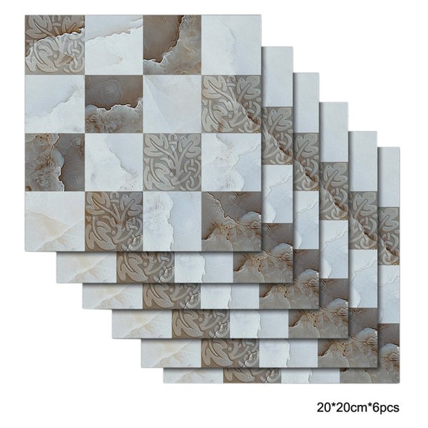 DIY Kitchen Bathroom Bathroom Simulation Wall Tile Waterproof Wallpaper, Peel and Stick Tile Backsplash Wall Tiles 8"x8" (6 Sheets) JM706