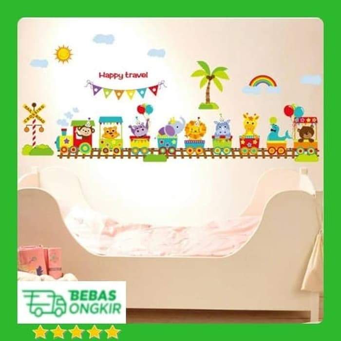 Sk9011 Cartoon Animal Train Wall Sticker