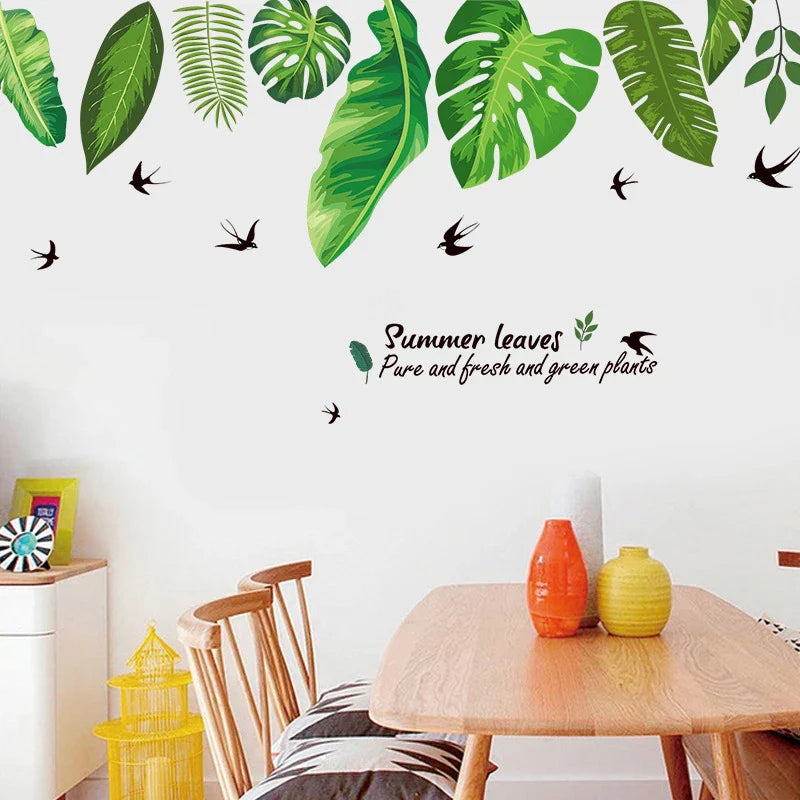 3D green leaves wall stickers kids room decoration bedroom living room wall decoration home decoration accessories al8362