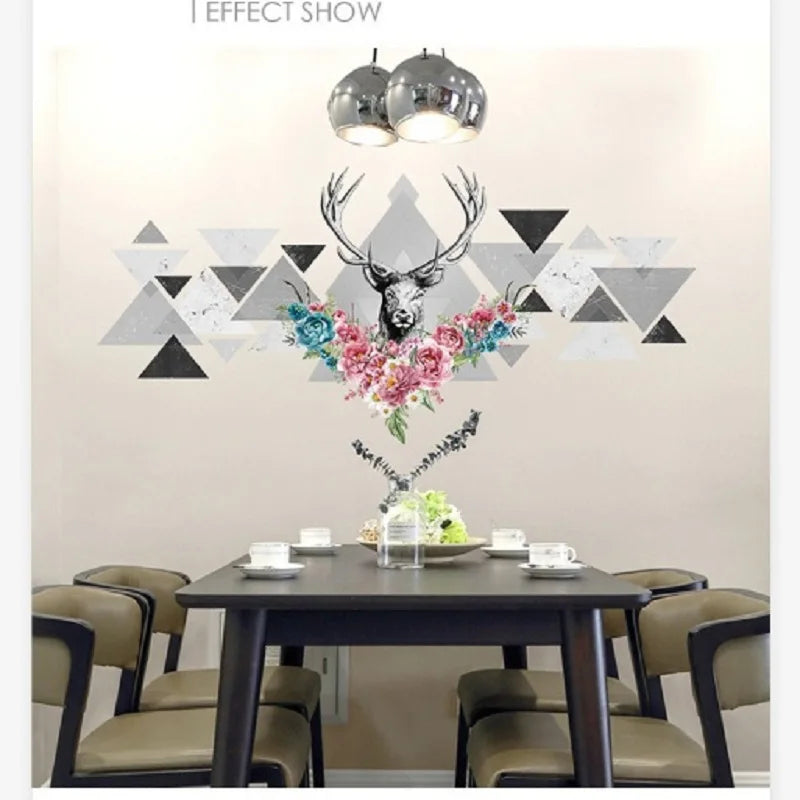 3D Simple Style Deer Head Wall Sticker Living Room Bedroom TV Background Wall Decoration Wall Art