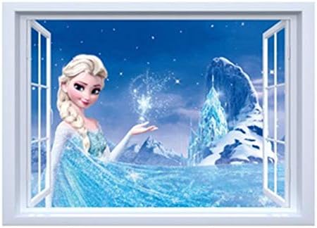 NC5070 3 Frozen Elsa 3D Window View Decal Wall Sticker