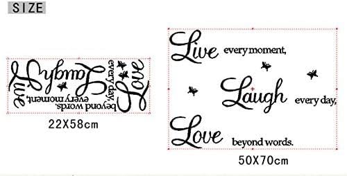 Live Every Moment, Laugh Every Day, Love Beyond Words, Wall Decal Motivational Sticker, Family Inspirational Wall