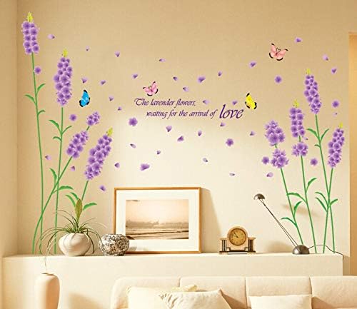 Beautiful Lavender Flowers Vinyl Wall Stickers for Bedroom