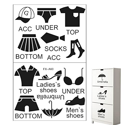 Srkin Clothing Label Sticker | Removable Wardrobe Wall Clothing Classification Decor, Creative Life Label Vinyl Sticker for Adults, Female, Male, Children, Bedroom Ay1101 Size 50x35cm