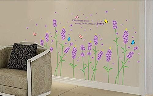 Beautiful Lavender Flowers Vinyl Wall Stickers for Bedroom