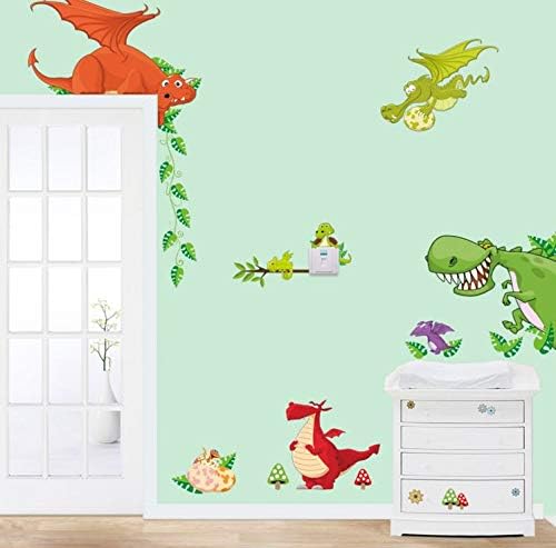 Cartoon Dinosaur World Self-Adhesive Paper Wardrobe Animal Children Room Decorative Wall Stickers-