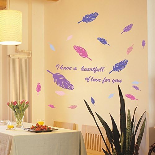Angel Feather Decorative Wall Sticker Romantic Quotes Eternal Love Wallpaper Living Room Home Decor