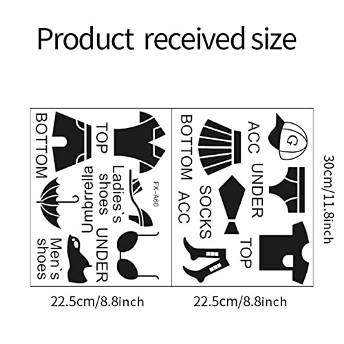 Srkin Clothing Label Sticker | Removable Wardrobe Wall Clothing Classification Decor, Creative Life Label Vinyl Sticker for Adults, Female, Male, Children, Bedroom Ay1101 Size 50x35cm