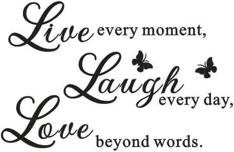 Live Love Laugh - Wall Sticker Art Mural Quote Lettering Living Room Decal (Brown, X Large)