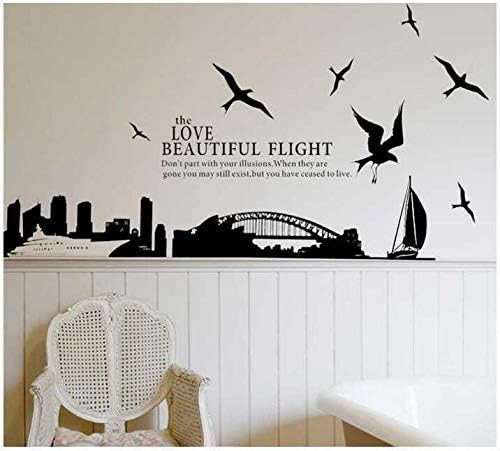DIY Removable City Silhouette Wall Stickers For Living Room Bedroom Study Room Home Decor - Beautiful Flight Of Sydney