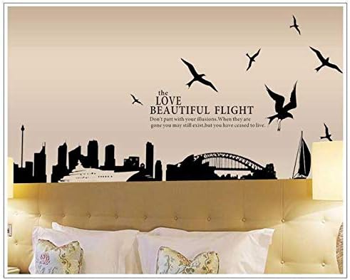 Ay 1912 City Silhouette Wall Stickers For Living Room Bedroom Study Room Home Decor - Beautiful Flight Of Sydney