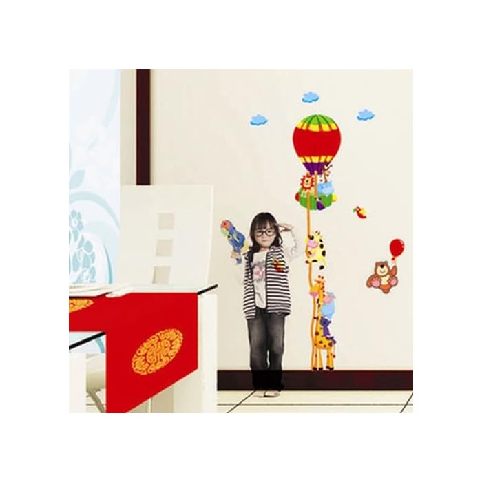 Dm570130 Colourfulworld Balloon & Animal Growth Chart, tape measure height chart wall stickers sheet 50 x 70 cm