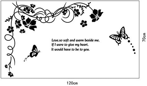 Butterfly Wall Sticker Black Vinyl Wall Art Floral Wall Paper PVC Removeable Wall Decor AY-817