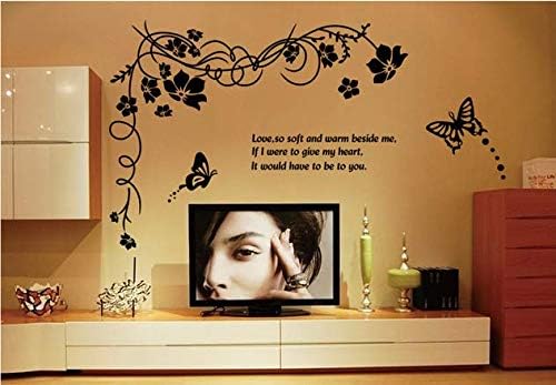 Butterfly Wall Sticker Black Vinyl Wall Art Floral Wall Paper PVC Removeable Wall Decor AY-817
