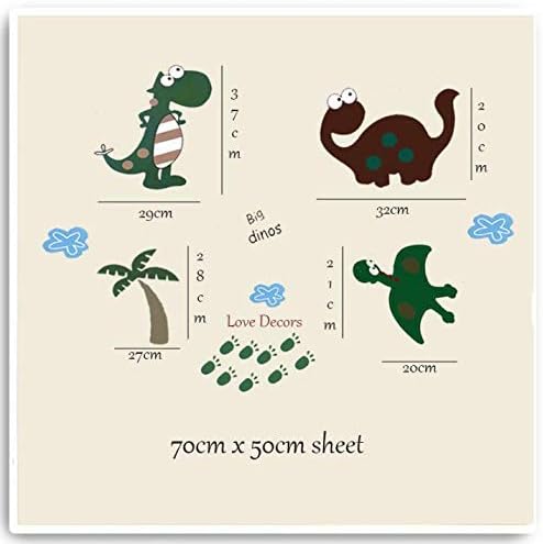 Walplus 50x70 cm Wall Stickers Large Cute Dinosaur Mural Vinyl Home Decoration DIY Décor Wallpaper Children Kids Room Gift, Multi-ColourAy7008 size45x60