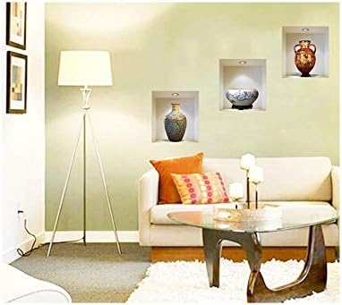 pack of 3 3D Simulation Ceramic Vase Wall Stickers Living Room Bedroom Decoration Sticker PVC Material Self-adhesive Environmental Protection Removable Decor Wallpaper