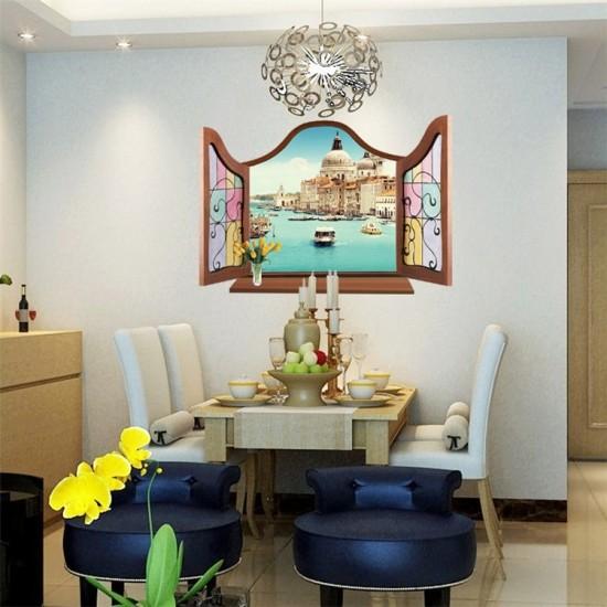 Wall stickers, decorative windows, Venice scenery, wall stickers, European style, water city, Venice, European style, peelable, scenery