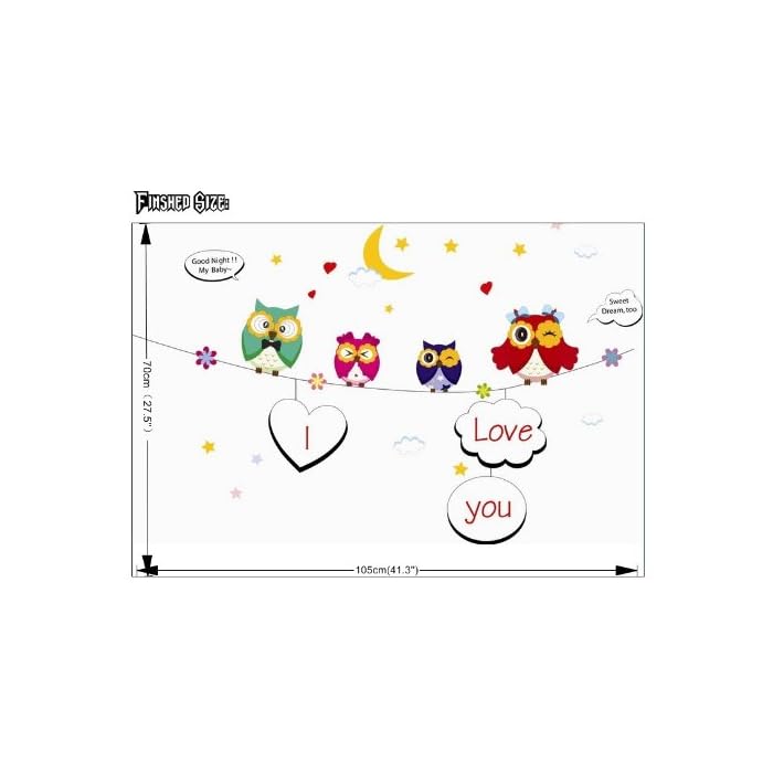 Ay641 DesignCreations PVC Vinyl 'Colorful Owls Wall Sticker