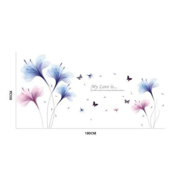 METH FLOWER SHABBY WALL STIKER Kids Room Bedroom TV Background Decoration WallStickers XL8262 Size: 60X90