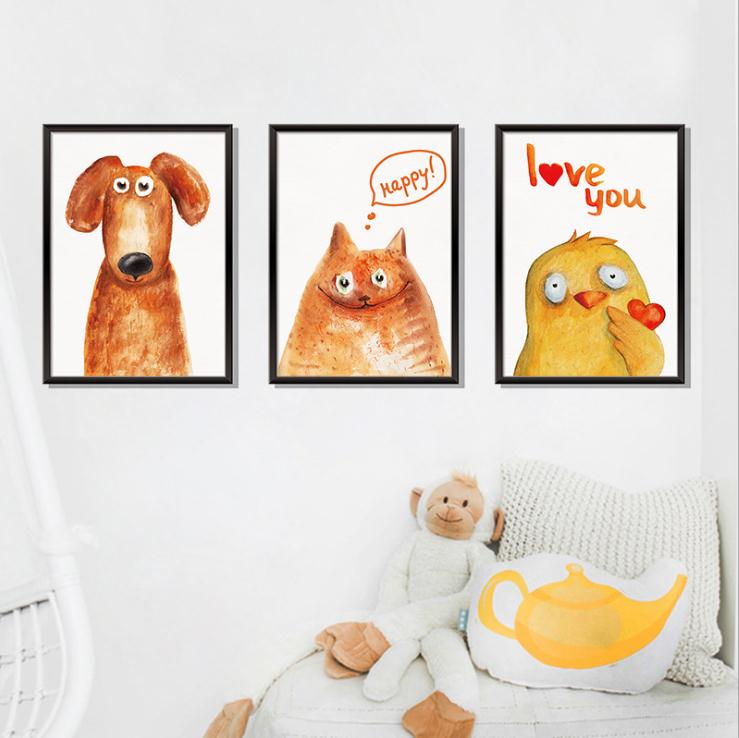 Cartoon Animal Wall Sticker Cute Animal Wall Sticker for Home Living Room Decoration