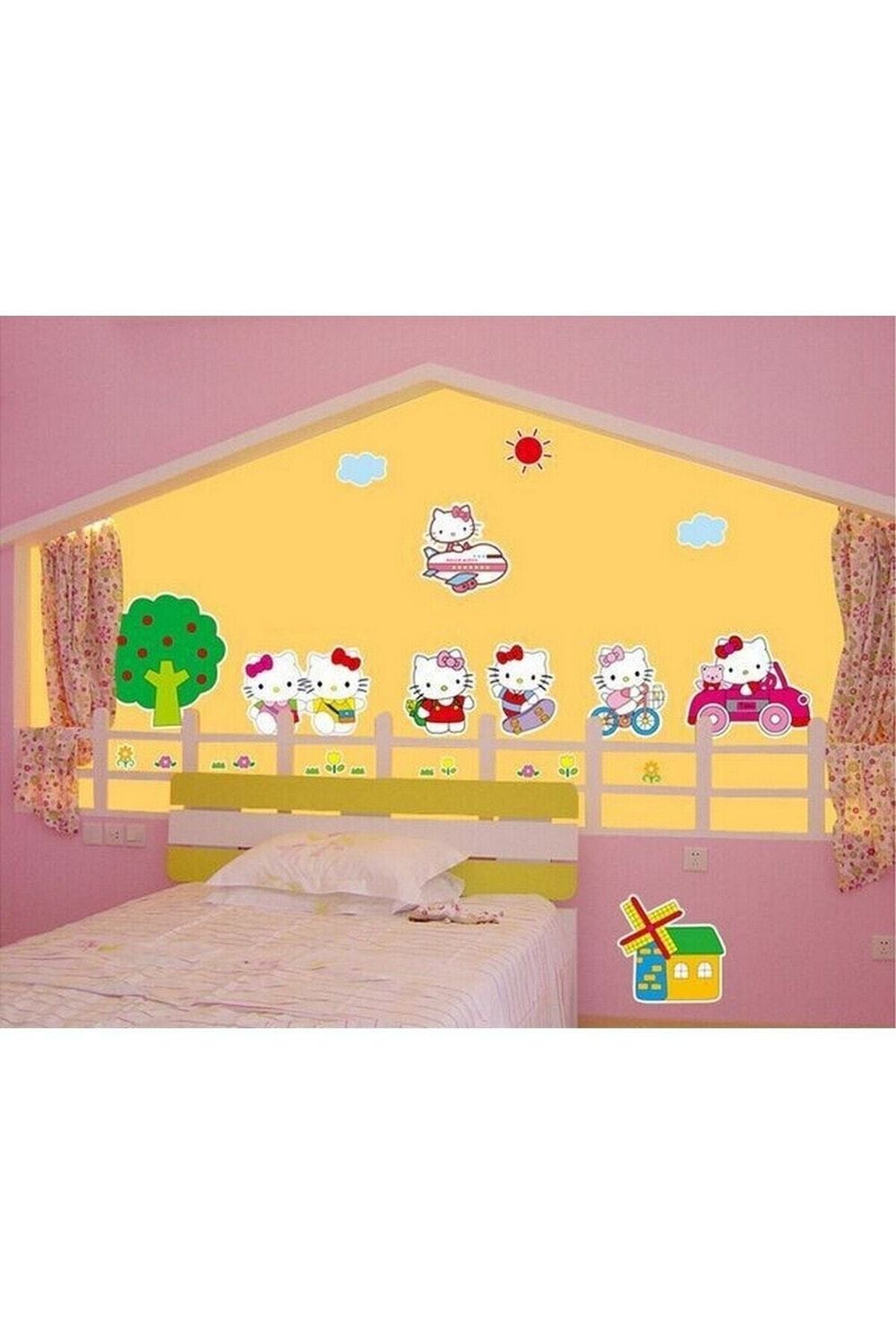 Hello Kitty Wall Sticker Kids Room Decoration Gift Self Adhesive Wall Decor